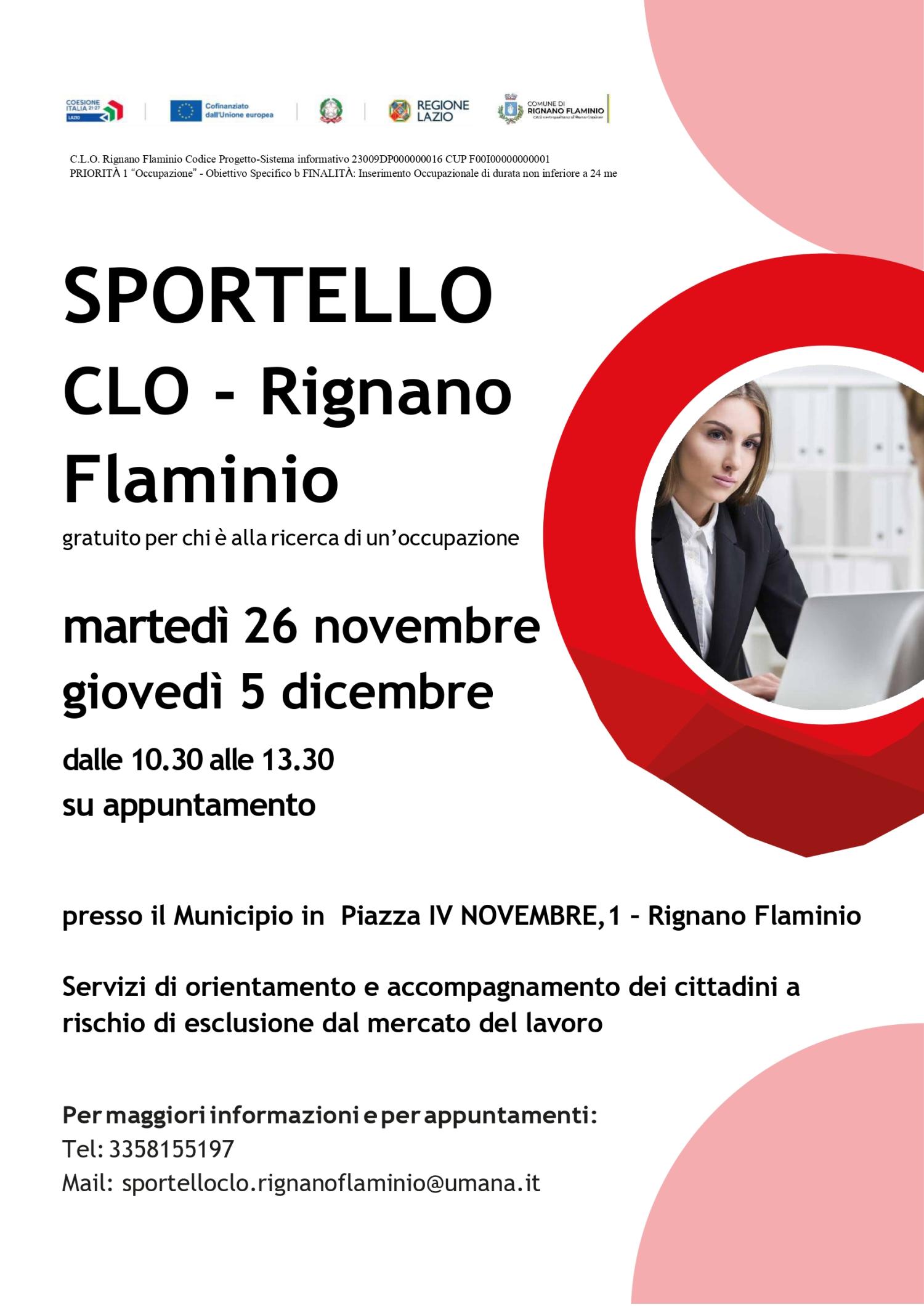 Locandina Sportello CLO - Rignano Flaminio